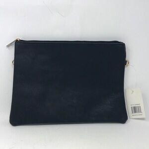 M M Faux Leather Zip Pouch, OS - Black